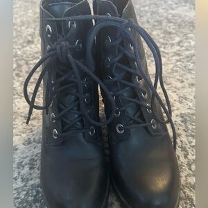 Aldo Leather Black Lace-Up Ankle Boots